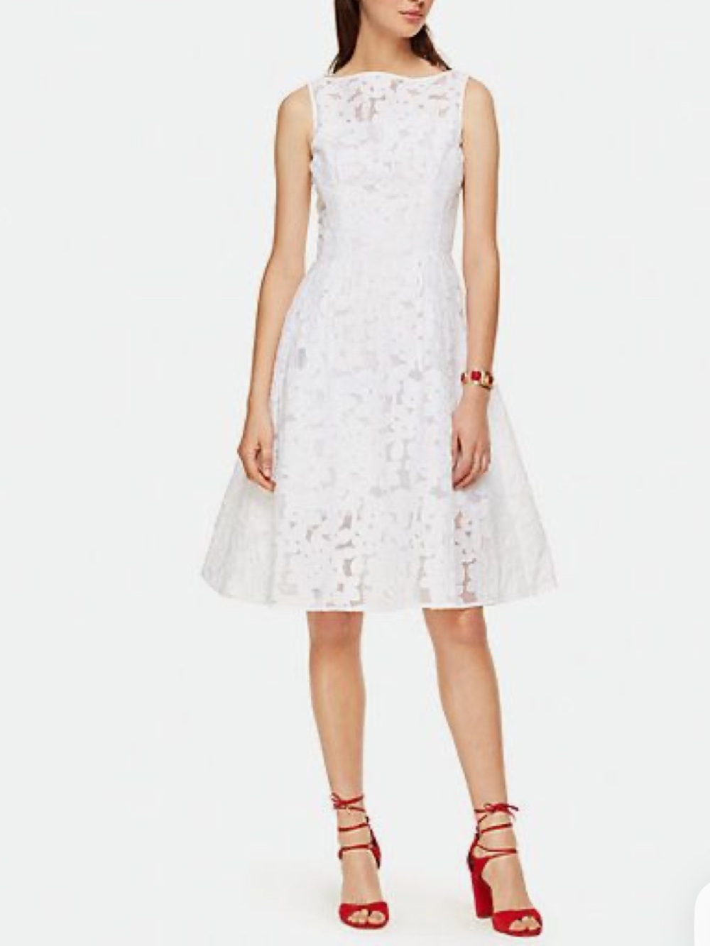 Kate Spade Floral fil Coupe dress in White